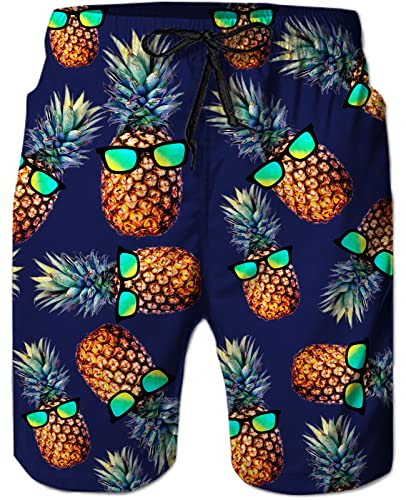 TUONROAD Badehose Männer Lustige 3D Pineapple Badehose für Herren Schnelltrocknend Freizeit Shorts Bademode Badeshorts M von TUONROAD