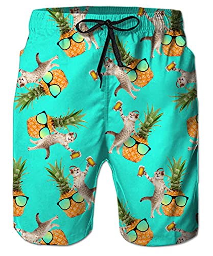 TUONROAD Badehose für Herren 3D Flamingo Jungen Badeshorts für Männer Schnelltrocknend Surfen Strandhose Surf Shorts mit Mash-Innenfutter XL von TUONROAD