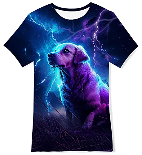 TUONROAD Bunte 3D Hund Grafik T-Shirts Cool Jungen Mädchen Rundhals Jungs T-Shirt 13-14 Jahre Size L von TUONROAD