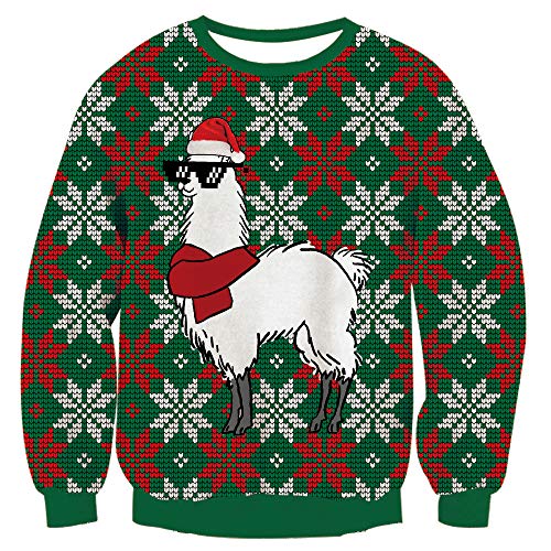 TUONROAD Damen Herren Weihnachtspullover Snowflake Print Couples Christmas Pullover Schön Sonnenbrille Alpaka Xmas Strickpullover M von TUONROAD