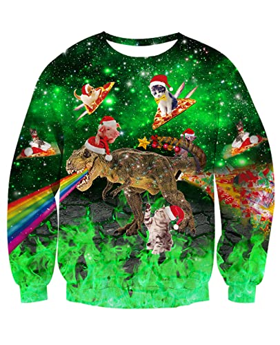 Hässliche Weihnachtspullover Jumpers Herren Männer 3D Lustige Weihnachts Faultier Gedruckt Xmas Pullover Sweatshirt Casual Langarm Ugly Christmas Sweater S von TUONROAD