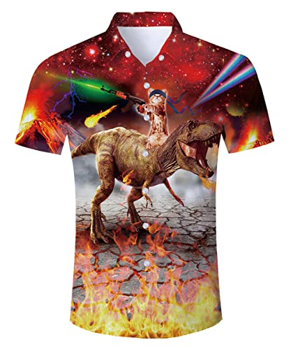 TUONROAD Hawaiihemden für Herren Funky 3D Hemd Kurzarm Sommerhemd T-Shirt Button Down Freizeithemden Strandhemd Hawaii Hemd L von TUONROAD
