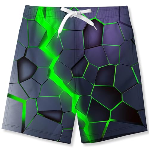 TUONROAD Jungen Badehose Kinder Badeshorts 3D Lava Blitz Schnelltrocknende Boardshorts Strandshorts mit Netzfutter 13-14 Jahre von TUONROAD