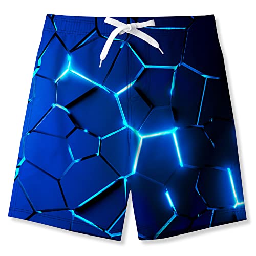 TUONROAD Jungen Badehose Kinder Badeshorts 3D Lava Schnelltrocknende Boardshorts Strandshorts mit Netzfutter 7-8 Jahre von TUONROAD
