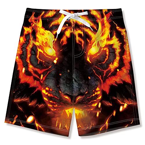 TUONROAD Jungen Badehose Kinder Badeshorts 3D Löwe Schnelltrocknende Boardshorts Strandshorts mit Netzfutter 7-8 Jahre von TUONROAD