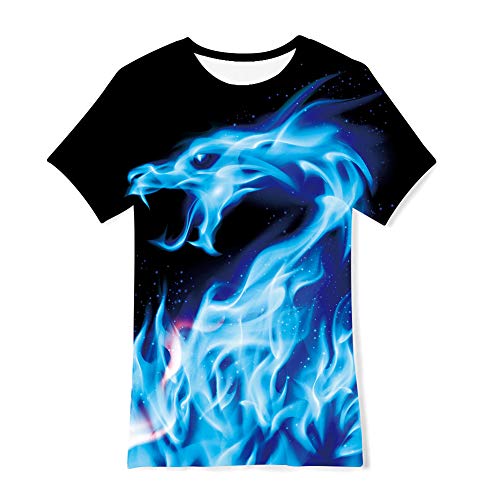 TUONROAD Jungen Mädchen Kurzarm T-Shirt Kinder 3D Bunte Flamme Lustiges T-Shirt 9-12 Jahre von TUONROAD