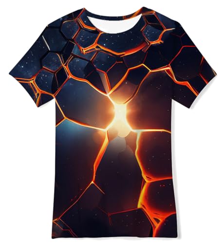 TUONROAD Jungen Mädchen Kurzarm T-Shirt Kinder 3D Bunte Lava Lustiges T-Shirt 9-12 Jahre M von TUONROAD