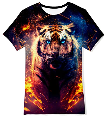 TUONROAD Jungen Mädchen Kurzarm T-Shirt Kinder 3D Tiger Lustiges Jungs T-Shirt 9-12 Jahre Size M von TUONROAD