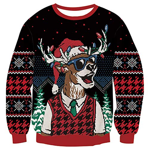 TUONROAD Herren Damen Pullover Ugly Weihnachtspullover Feinstrick Pullover Xmas Sweater Jumper für Weihnachtsparty XXL von TUONROAD