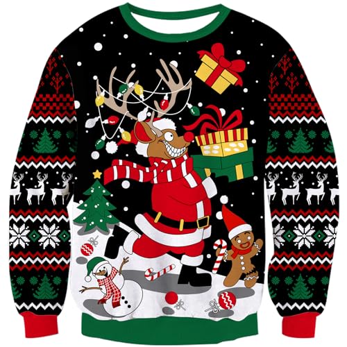 TUONROAD Weihnachtspullover Damen Hässliche Feinstrick Strickpullover Herren Christmas Pullover Rundhals Ugly Xmas Sweater Jumper für Weihnachtsparty S von TUONROAD