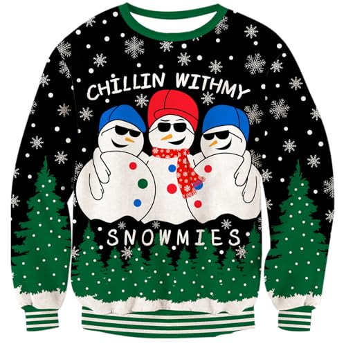 TUONROAD Weihnachtspullover Herren Damen Lustige Strick Christmas Sweater Pullover Xmas Jumper mit Rundhalsausschnitt XL von TUONROAD