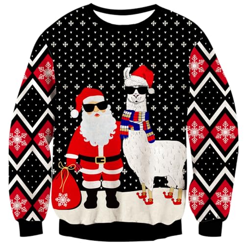 TUONROAD Weihnachtspullover Herren Damen Lustige Strick Christmas Sweater Pullover Xmas Jumper mit Rundhalsausschnitt XL von TUONROAD