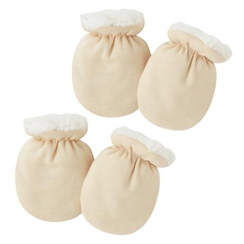 TUONYIS 2 Paar Baby Fäustling Handschuhe Neugeboren Kratzfäustlinge Warme Handschuhe Winter Säuglinge Handschuhe Neugeborenen Wolle Gefüttert Handschuhe für 0-12 Monate, Einheitsgröße (Aprikose) von TUONYIS