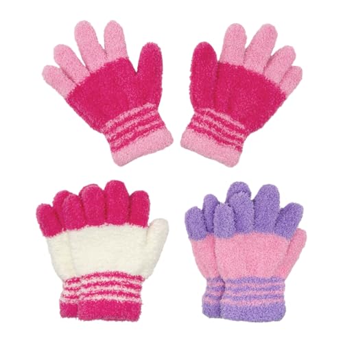 TUONYIS 3 Paar Kinder Strickhandschuhe Winter Vollfinger Handschuhe, Kinder Dehnbare Warme Magische Handschuhe Fäustlinge für Mädchen Jungen Alter 3–6 Jahre (Bunt (Bunt) von TUONYIS