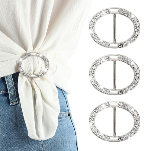TUONYIS 3 Stück Metall T Shirt Clips Gürtelschnalle Damen Schal Schnalle Seiden Schal Ring Clip Schal Ring Schnalle Schnalle Kleidungsring Eckknopf Runder Kreis Clip für Frauen, Mädchen und Mutter von TUONYIS