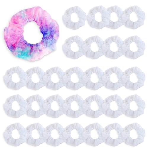 TUONYIS 30 Stück Weiß Haargummis, Scrunchies für Batik, Mädchen Satin Haargummi Scrunchies, Dickdarm Kreis Haarbndel Haare Ringe Gummibnder Haarbnder, DIY Elastisch Scrunchies für lockiges Haar (Weiß) von TUONYIS