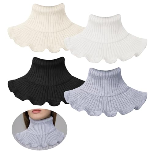 TUONYIS 4 Stück Turtleneck Damen Krageneinsatz Damen Frauen Kragen Krageneinsatz Damen Gestrickter Rollkragen Damen Frauen Kragen Abnehmbare Frauen Kragen Damen Einheitsgröße (4 Farben) von TUONYIS