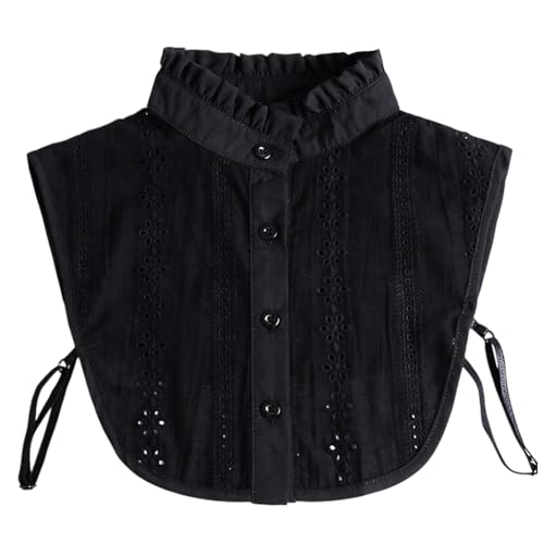 TUONYIS Fake Kragen Abnehmbare Bluse Falscher Kragenausschnitt Damen Halb Falscher Top Fake Kragen Abnehmbare Kragen Halb Hemd Bluse Top Stehkragen für Pullover Kragenlose Kleidung Schwarz, One size von TUONYIS