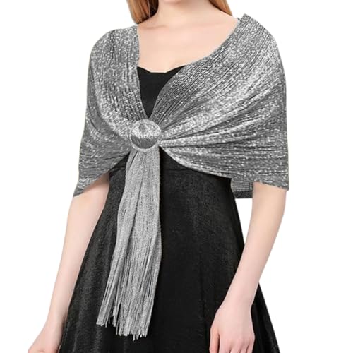 TUONYIS Stola für Abendkleid Glitzer Abendkleid Damen Funkelnde Metallische Tücher und Schal Clip Festlich Abend Glitzer Metallic Schal Schals für die Abendparty Formale Kleider Hochzeit Brautjungfer von TUONYIS