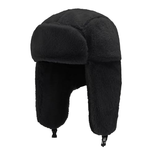 TUONYIS Trappermütze Unisex Winter Bombermützen Winter Ohrenklappen Outdoor Wintermütze Bombermütze Warme Hüte mit Ohr und Winddichte Maske für Outdoor oder Alltag, Schwarz , Einheitsgröße von TUONYIS