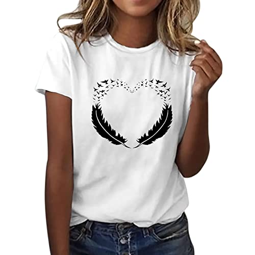 Basic Shirt Damen Bluse Tshirts Damen Sommer Locker Lässig Sale Shirts Tops Oberteile mit Aufdruck Kurzarm T-Shirt Frauen Kleidung Batik Ausgefallene Bluse Damenshirts Pullover Teenager Mädchen von TUQIDEWU