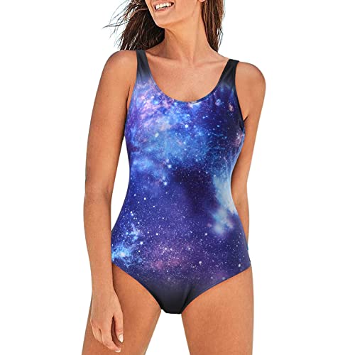 Bikini Damen Set Triangel V Ausschnitt 2023 Frauen Beliebter Badeanzug Weste Blatt Blumendruck Star Sky Tie Dye Badeanzug Bikini Damen Set Plunge Einteiler Gerippte Bademode Swimsuit #AF4698 von TUQIDEWU