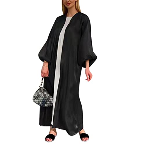 Damen Dresses Muslimisches Abaya-Kleid Elegant Einfarbig Strickjacke Muslimisch Lässige Langes Flare Sleeve Kleid Muslimische Robe Große Größen Arabisch Freizeitkleidung Damen Kein Hijab von TUQIDEWU