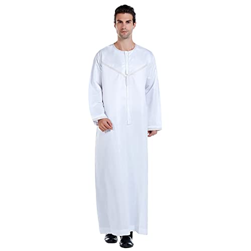 Muslimische Robe Herren Einfarbig Ramadan Kaftan Gewand Lockere Passform Ganzkörper Gebetskleid Dubai Männer-Muslimische Kleider Arabische Blumen Lässige Kostüm In Voller Länge Mode Lässig Einteiler von TUQIDEWU