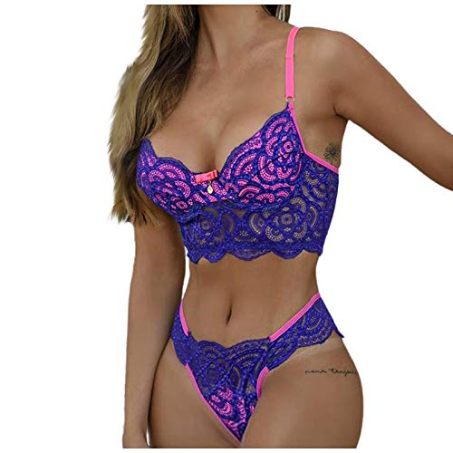 Nachthemd Damen Sexy Negligee Mollige Kleider Rundhals Negligee Hausmantel Reizwäsche Spitze Nachtkleid BüStenhebe Offen Sexy Push Up Dessous Set Kleid mit Panties Frauen Lace Babydoll BodysuitsA99 von TUQIDEWU