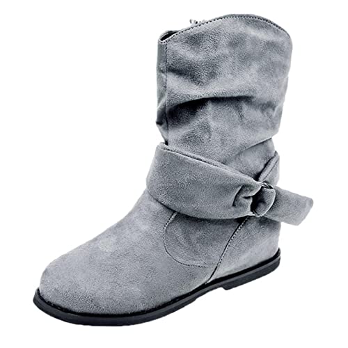 Stiefeletten Damen Mit Absatz Elegant Mode Herbst Winter Damen Stiefeletten Blockabsatz mit spitzer Zehe einfarbig seitlicher Reißverschluss Strass lässiger Stil Stiefeletten Damen Mit AbsatzA297 von TUQIDEWU