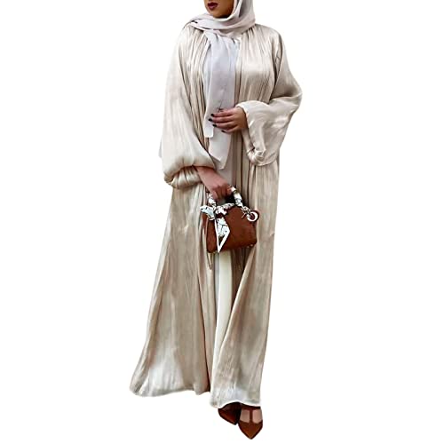 TUQIDEWU Damen Dresses Muslimisches Abaya-Kleid Elegant Einfarbig Strickjacke Muslimisch Lässige Langes Flare Sleeve Kleid Muslimische Robe Große Größen Arabisch Freizeitkleidung Damen Kein Hijab von TUQIDEWU