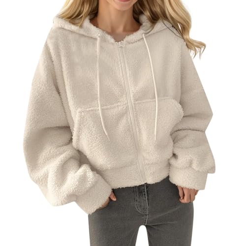 TUQIDEWU Damen ohne Kapuze Warme Kapuzenjacke aus Samt Sweatjacke Damen Sweatjacke Sweatshirt Damen Oversized Autumn Winter Lang Sweatshirt Pullover Langarm Zip Sweatshirt Damen Thermohemd von TUQIDEWU
