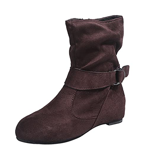 TUQIDEWU Kurze Damen-Westernstiefel, Retro-Imitation Alter knöchelhoher Stiefeletten mit niedrigem Absatz, Bequeme Western-CowboystiefelA392 von TUQIDEWU