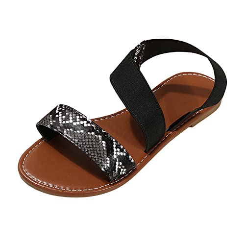 TUQIDEWU Sandalen Damen Sommer Bequem Leicht Plateau Sandalen Damen Glitzer Strass Damenschuhe Open Toe Strandsandalen mit Absatz Damen Gummiband Slingback Sandalen Freizeitschuhe Pantoletten von TUQIDEWU