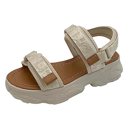 TUQIDEWU Sommerschuhe Damen Bequem Keilabsatz Orthopädische Sandalen Damenschuhe Größe Mode Frauen Sandalen Flach Dicker Boden Plateau Sandalen Offener Zeh Hakenschlaufe Einfarbig Lässig Schuhe Damen von TUQIDEWU