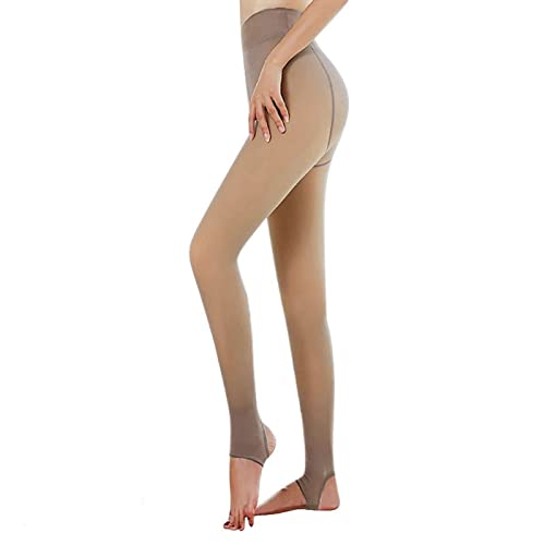 TURMIN Thermostrumpfhosen für Damen Gefütterte Strumpfhose mit Fleece Winter Gefälschte Durchscheinend Leggings Dicke Warme Plüsch Pantyhose, Kaffee Halber Fuß-Dick(5-15℃ von TURMIN