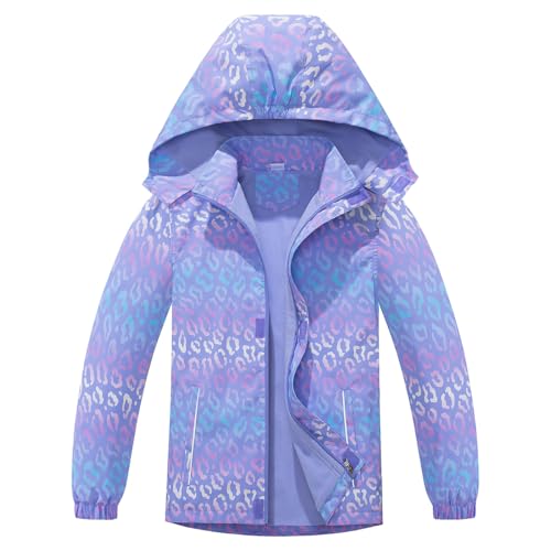 TURMIN Mädchen Regenjacke, Mit Fleece Gefütterter Regenmantel für Kinder Leichte Windjacke mit Kapuze Floral Bedruckte Jacken für 4–5 Jahre von TURMIN