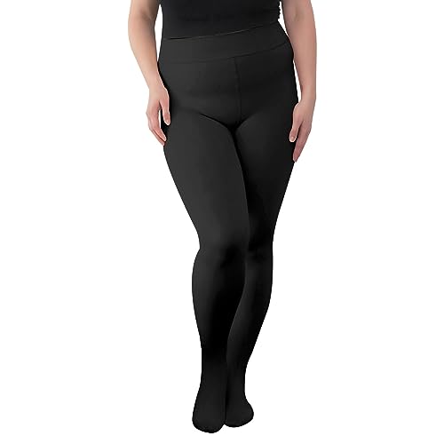 TURMIN Strumpfhosen Übergröße für Damen Mit Fleece Gefütterte Bauchkontroll Strumpfhose Blickdichte Strumpfhose Winter Warm Damen Leggings, Schwarz, Super Dick(-10~5℃) von TURMIN