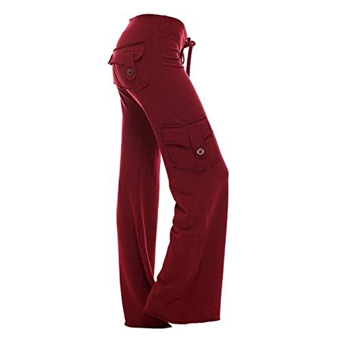 Cargohose Damen Arbeitshose Jogginghose mit Stretch Bund Taschen Baggy Sweathose Lang Hosen Breites Bein Locker Workwear Outdoorhose Freizeithose Hip Hop Pants Retro Streetwear von TURWXGSO