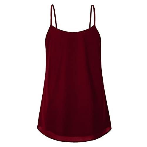 TURWXGSO Cami Top Damen Große Größen Tank Tops Spaghettiträger Damen Basic Tank Top Doppelte Layering Lange Tanks Damen Elegant Bluse Hemd Sommer Oberteile Hemdbluse Casual Tunika Bluse von TURWXGSO