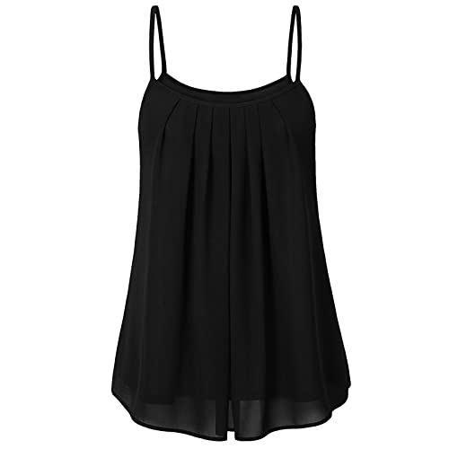 TURWXGSO Cami Top Damen Große Größen Tank Tops Spaghettiträger Damen Basic Tank Top Doppelte Layering Lange Tanks Lose Basic Tops Beiläufig Baumwolle Bluse von TURWXGSO