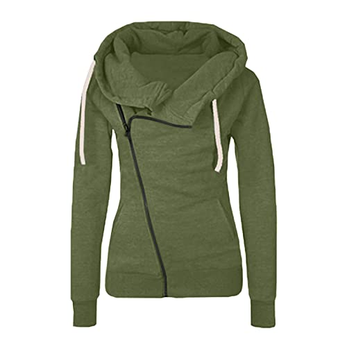 TURWXGSO Damen Kapuzenjacke Sweatjacke Asymmetrisch Reißverschluss Übergangsjacke Elegante Einfarbig Streetwear Herbst Frühling Mantel Kapuzenpullover Outwear Hoodie mit Kapuze Tasche von TURWXGSO