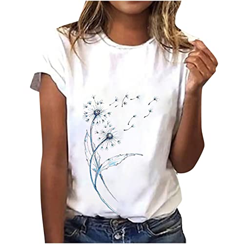 TURWXGSO Damen Oberteile Lässiges T Shirt Drucken Kurzarm Sweatshirt Rundhals mit Kapuze Elegant lockeres Pullover Damen Oberteil mit kariertem Druck Hemd Bluse Tops Sommerbluse Top Shirt von TURWXGSO