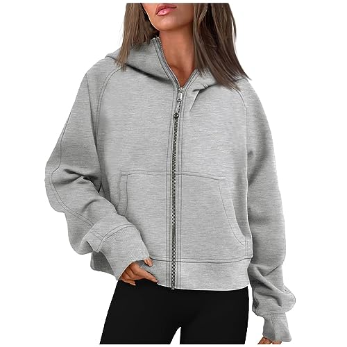 TURWXGSO Hoodie Damen Kapuzenpullover Casual Sweatshirt Mit Reißverschluss Sweatshirt Lose Kapuzen Sweatshirt Mit Tasche Einfarbig Sweatshirts & Kapuzenpullover Für Damen von TURWXGSO