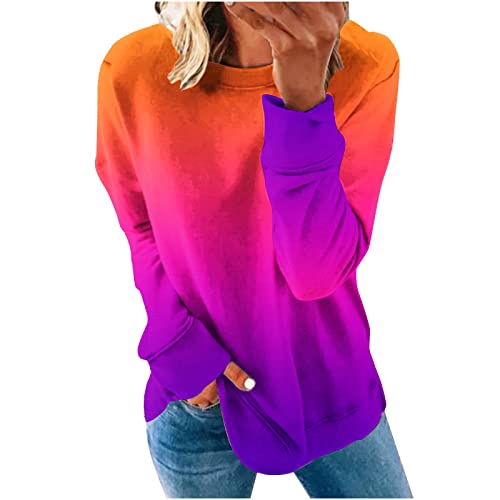 TURWXGSO Pullover Damen Freizeit Rundhals Langarm Sweatshirt Pullover Bedruckter Pullover Herbst Und Winter Sweatshirt Leicht Ohne Kapuze Sweatshirt Sport Pullover Sweatjacke Kapuzenpullis Oberteil von TURWXGSO