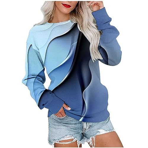 TURWXGSO Pullover Damen Herbst Langarm O-Ausschnitt Lockere Oberteile Frauen Sweatshirt Bedruckter Pullover Rundhals Pullover Casual Sport Sweatshirt Outwear Herbst Frühling Sweatshirt von TURWXGSO