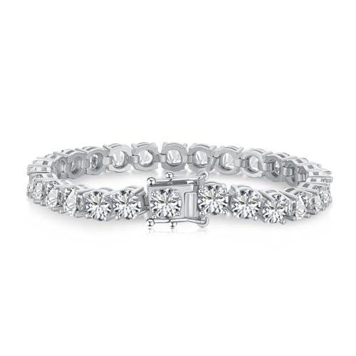 TUSRORSU Tennis-Armbänder für Damen, 5 - 6 mm, 925er Sterlingsilber, transparent, 5A Zirkonia, künstliches Diamant-Armband, klassischer Rundschliff, Abschlussball-, Hochzeitsarmband, 15,2 - 17,8 cm, 7 TUSRORSU Tennis-Armbänder für Damen, 5 - 6 mm, 925er Sterlingsilber, transparent, 5A Zirkonia, künstliches Diamant-Armband, klassischer Rundschliff, Abschlussball-, Hochzeitsarmband, 15,2 - 17,8 cm, 7 von TUSRORSU