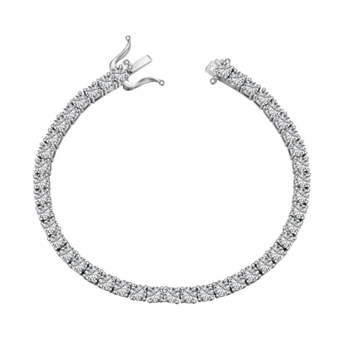 TUSRORSU Tennisarmband für Damen und Herren, 4 mm, S925er-Sterlingsilber, 5A Zirkonia, Rundschliff, elegantes simuliertes Diamant-Armband, 16,5 - 19,1 cm, 6.5 Inch, Silber, Zirkonia TUSRORSU Tennisarmband für Damen und Herren, 4 mm, S925er-Sterlingsilber, 5A Zirkonia, Rundschliff, elegantes simuliertes Diamant-Armband, 16,5 - 19,1 cm, 6.5 Inch, Silber, Zirkonia von TUSRORSU