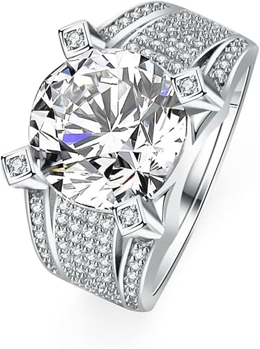 TUSRORSU Verstellbare 5-karätige Moissanit-Ringe für Herren, 18 Karat vergoldet, S925er-Sterlingsilber, Diamant-Eheringe, Rundschliff, Farbe D, VVS1 Moissanit-Verlobungsringe mit Zertifikat, Stein:, von TUSRORSU