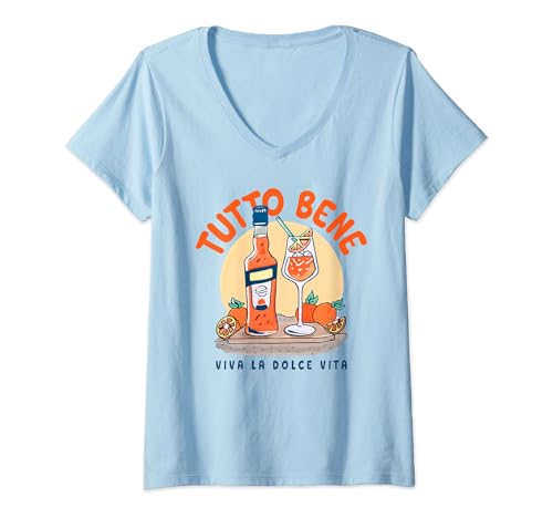 Damen TUTTO BENE X VIVA LA DOLCE VITA - APERÖLCHEN SPRITZ CLUB T-Shirt mit V-Ausschnitt Damen TUTTO BENE X VIVA LA DOLCE VITA - APERÖLCHEN SPRITZ CLUB T-Shirt mit V-Ausschnitt von TUTTO BENE. VIVA LA DOLCE VITA X HOLY APEROLI CLUB
